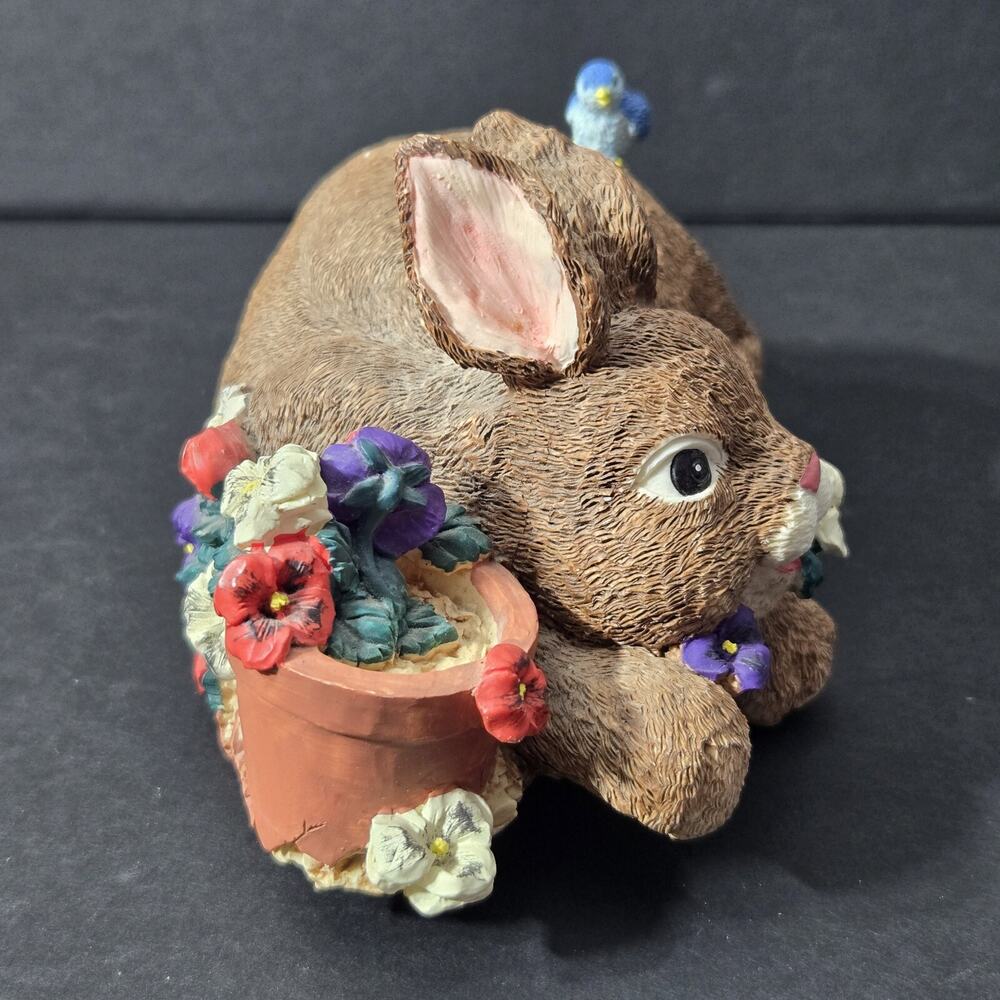 Music Box Shelf Sitter Bunny, “Oh What A Beautiful Morning”, Resin~Easter Rabbit - Picture 6 of 11